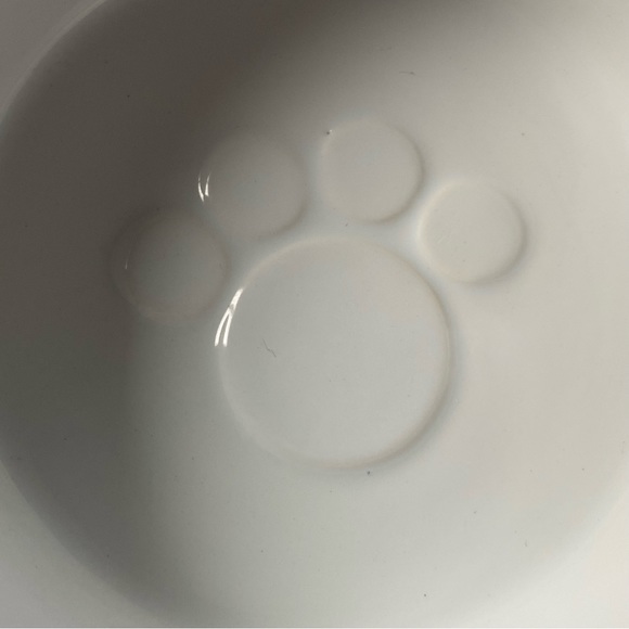 Top Paw Dog Bowl White With Gold Stripes EmbossedPaw Print Inside Ceramic EUC - Picture 4 of 12